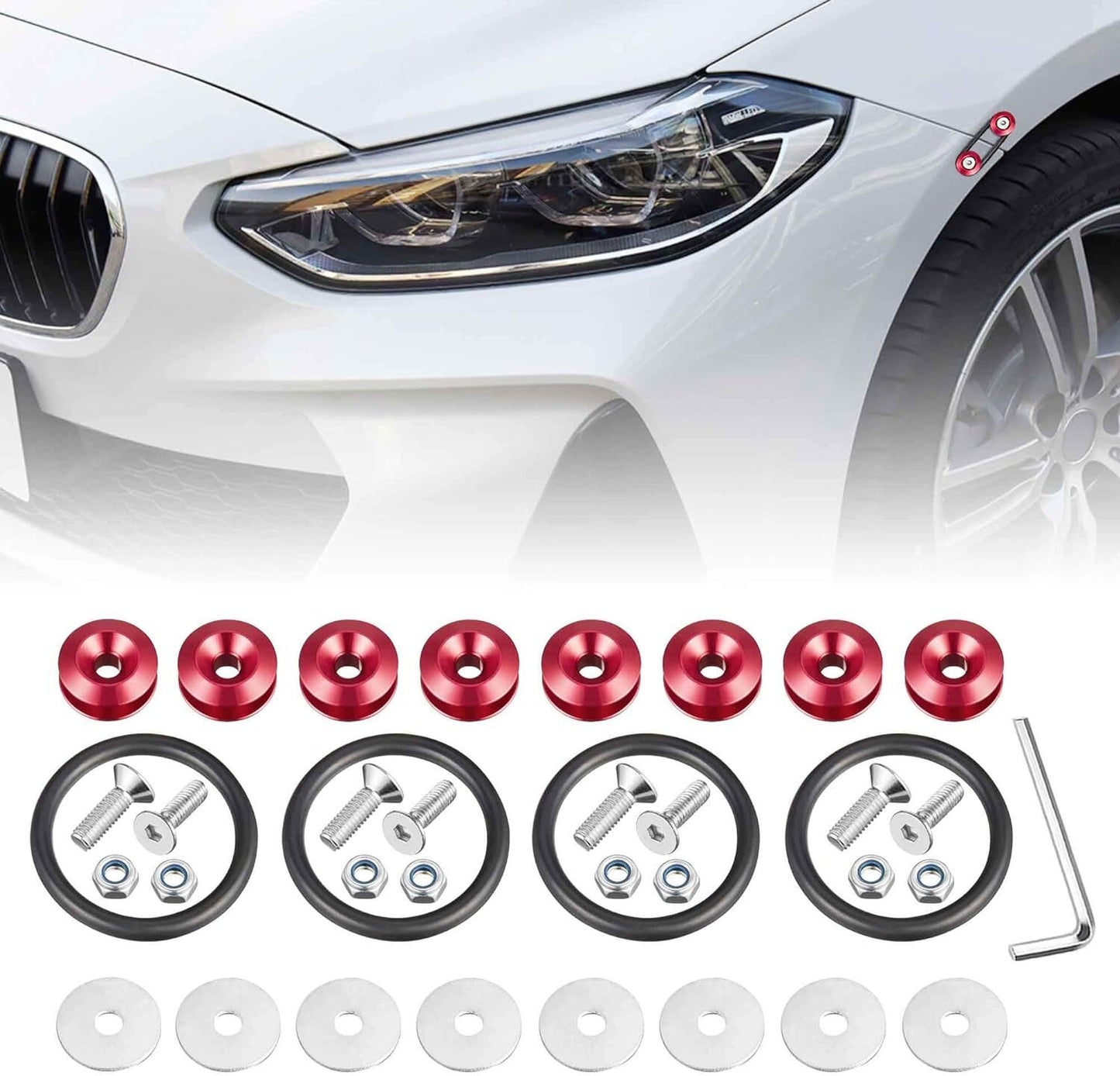 8X Quick Release Fasteners Bumper Holders Front Rear Trunk Band Fender Clip Kit