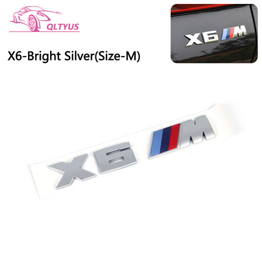 for BMW M Series X6M Trunk Emblem Size Middle Lettering Decal Badge Set Silver
