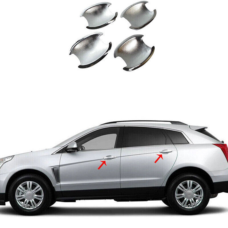 for Cadillac SRX 2010-2016 SUV Chrome Exterior Outside Door Bowl Cover Trim 4PCS