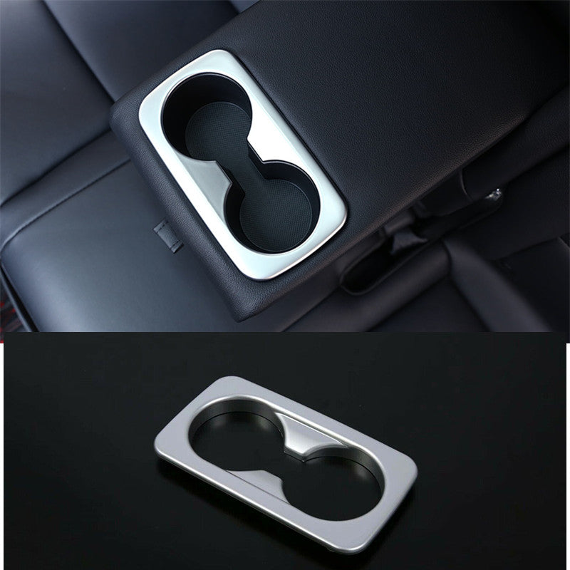 for Kia Seltos 2020-2023 Silver ABS Inner Rear Water Cup Holder Frame Cover Trim
