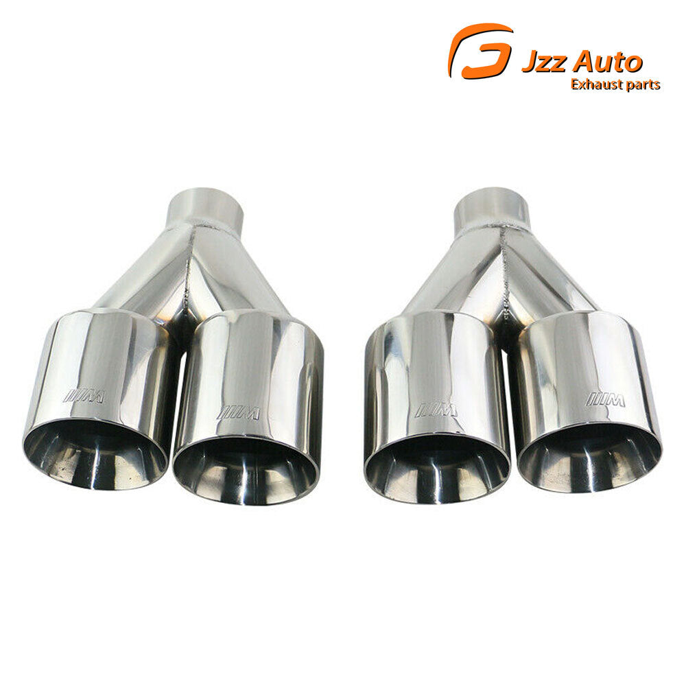 2PCS 2.5'' ID Universal Polished Dual Exhaust Tips 4 OD Tail Pipe Fit for BMW M