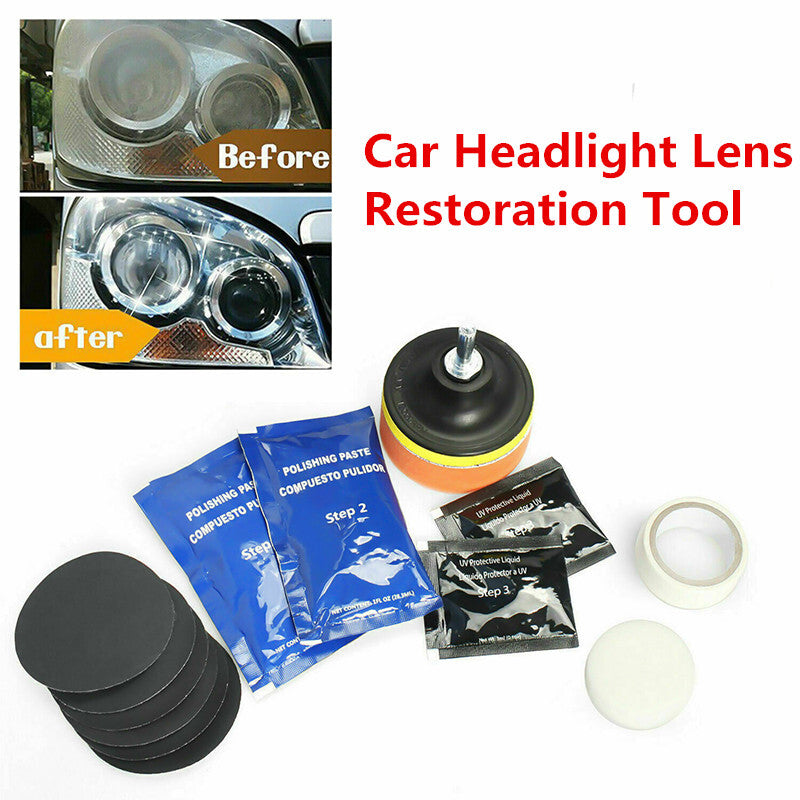 Car Headlight Lens Restorations Polishing Sanding Cleaner Repair Polish Tool Kit