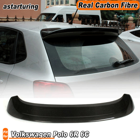 REAL Carbon Rear Roof Boot Window Spoiler Wing for Volkswagen Polo 6R 6C 2013-17