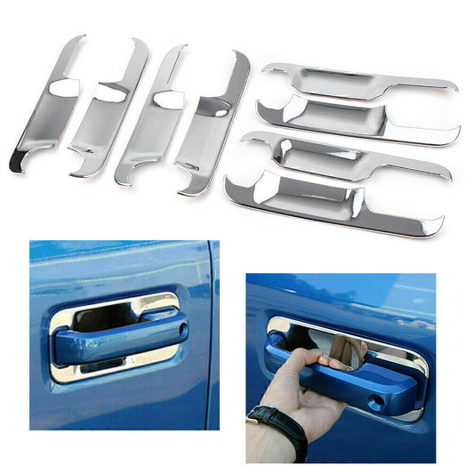8pcs Exterior Door Handle Bowl Cover Trim Chrome ABS for Ford F150 2015-2019 17