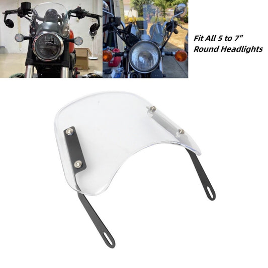 Motorcycle Headlight Windshield Windscreen Universal For 5-7'' Round Headlight