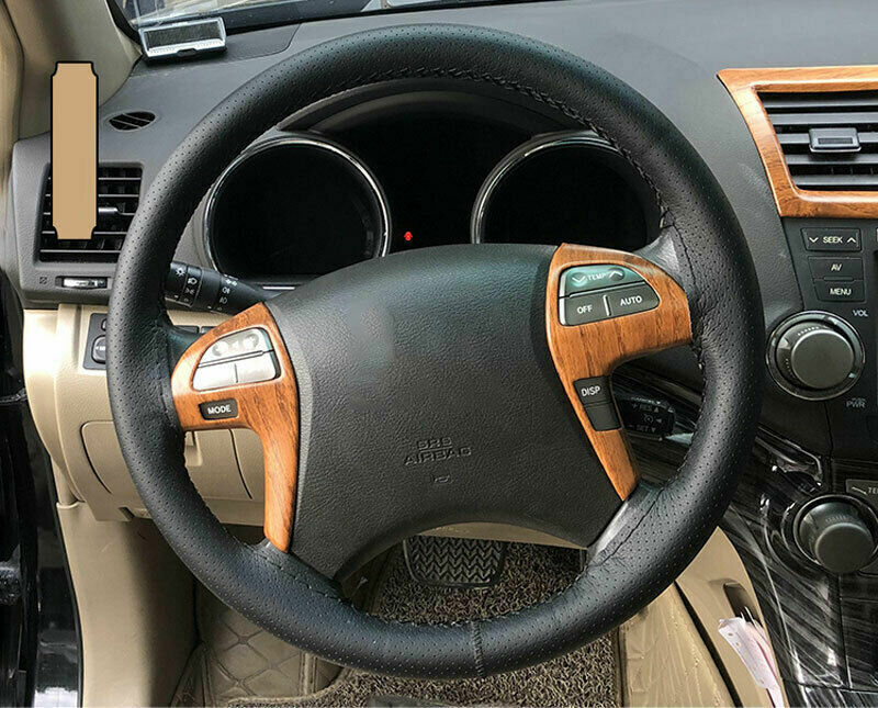 for Toyota Highlander 2008-13 Wood Grain Inner Steering Wheel Switch Cover Trim