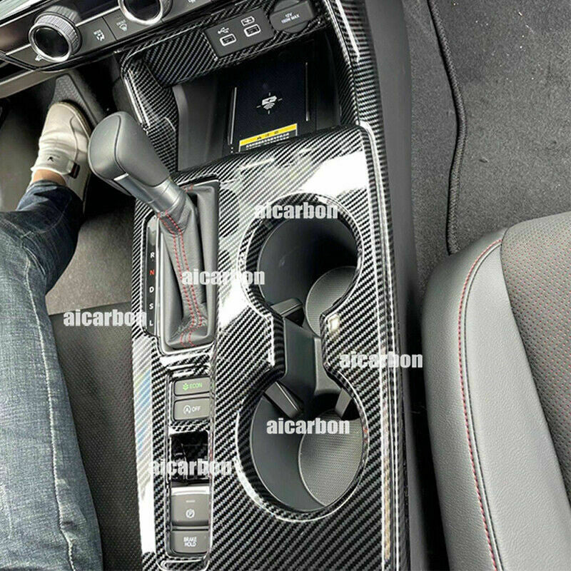 4p for Honda for Civic 2022-2023 Carbon Fiber Central Console Gear Shift Panel cover