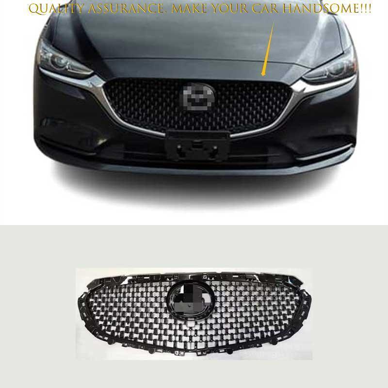 for Mazda 6 Atenza 2018-2021 Glossy Black Front Center Mesh Grille Grill Replace