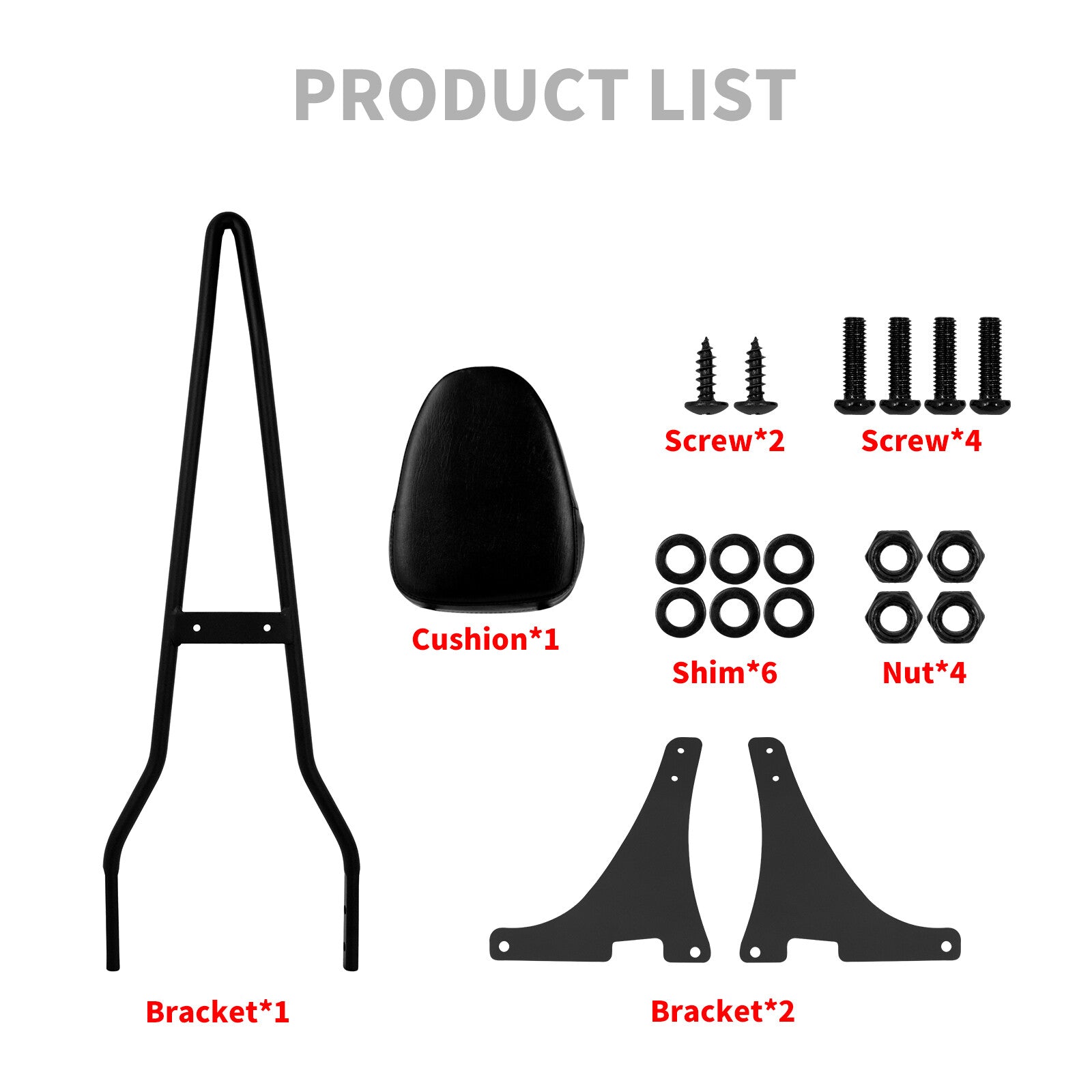 Detachable Passenger Backrest Sissy Bar for Harley Sportster XL 883 1200 04-2022