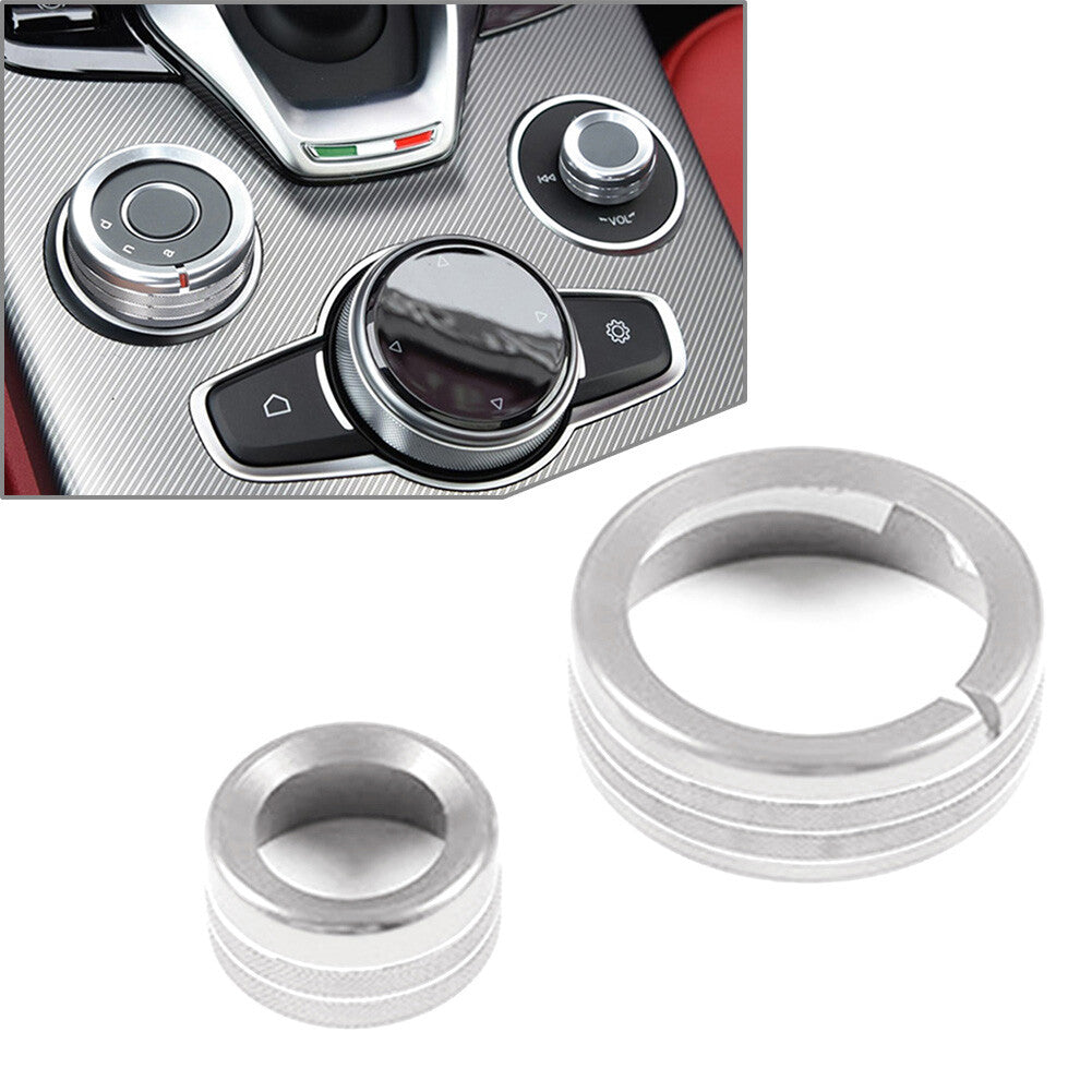 Fit for Alfa Romeo Giulia for Stelvio 20-21 Silver Central Control Multimedia Knob Ring
