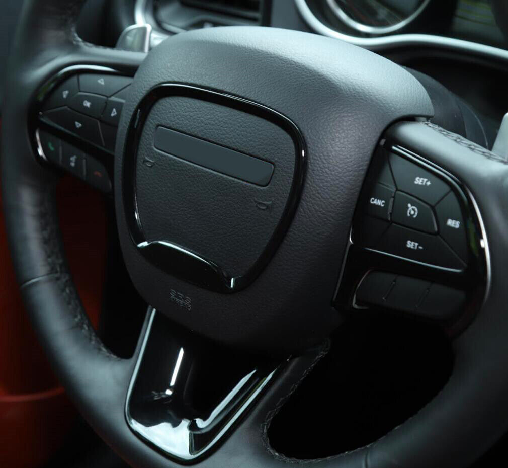 4P Car Steering Wheel Cover Trim for Dodge Charger 15-23 Accessories Gloss Black