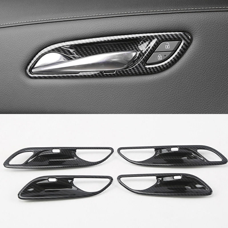 for Cadillac XT4 2019-23 Carbon Fiber Look Inner Door Handle Bowl Cover Trim 4X