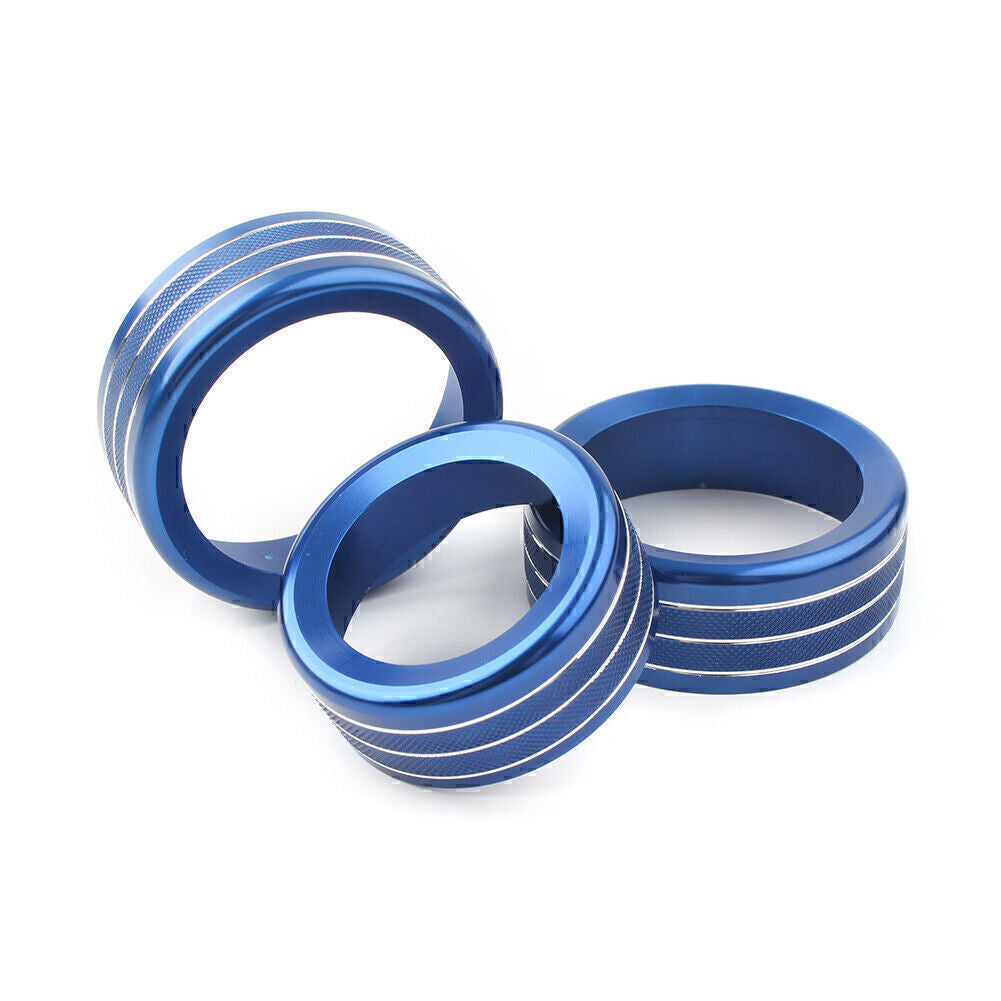3x Console AC Switch Knob Ring Trim Fit for Alfa Romeo Giulia for Stelvio 17-20 Blue