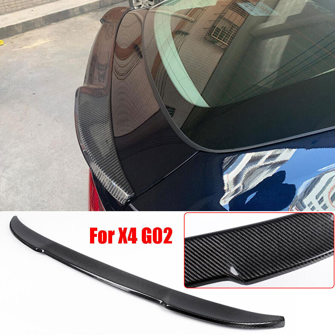 For 2019-2021 for BMW X4 G02 Real Carbon Fiber Rear Trunk Tail Wing Spoiler Lip Trim