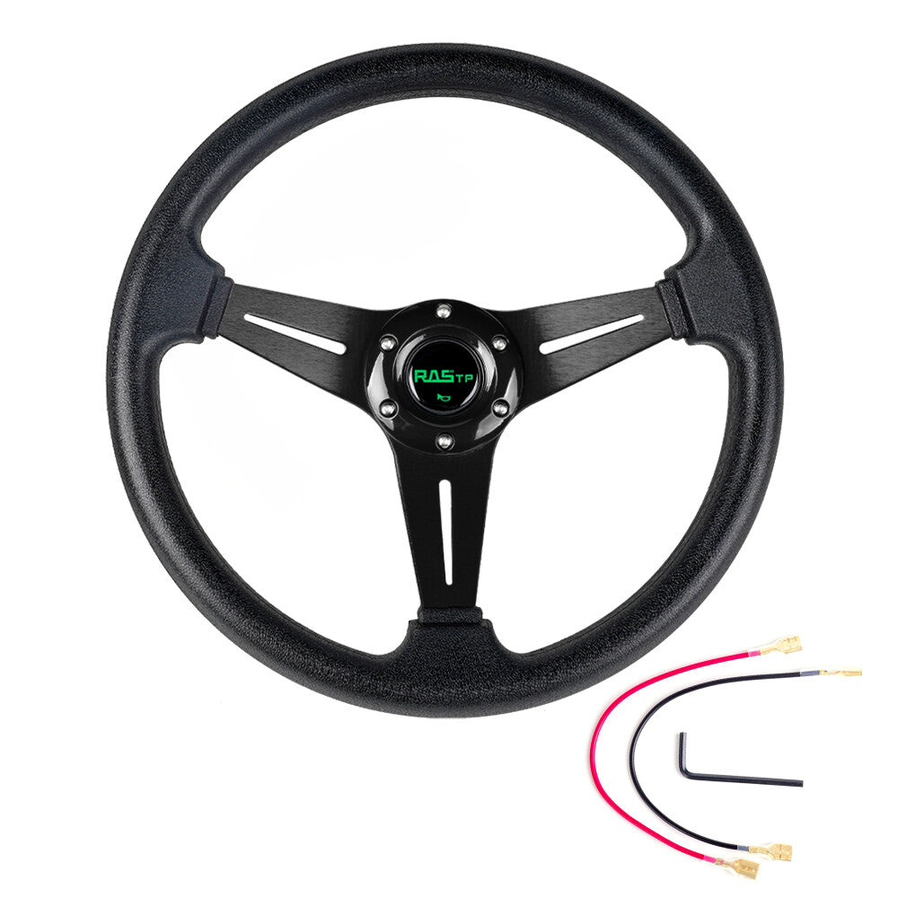 Universal 13.4x2.36 Racing Steering Wheel Aluminum Drifting Deep Dish Black