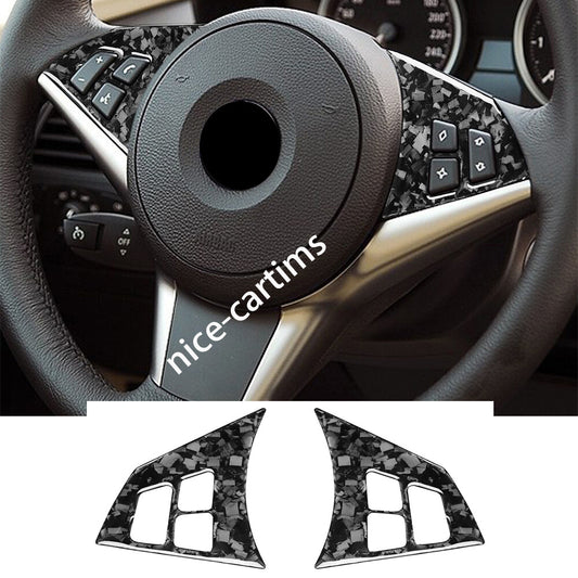 Forged Carbon Fiber Steering Wheel Button Cover for BMW 6 series E63 E64 2004-10