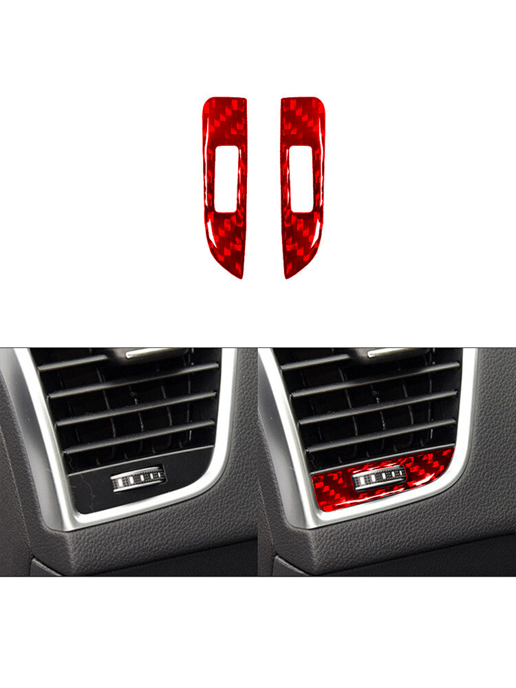 2X Red Air-Con Vent Control Trim Cover Decor Carbon Fiber for Audi Q5 2009-2017