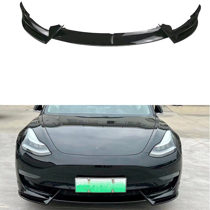 Glossy Black ABS Front Bumper Lip Spoiler Splitter for Tesla for Model Y 2020-2023