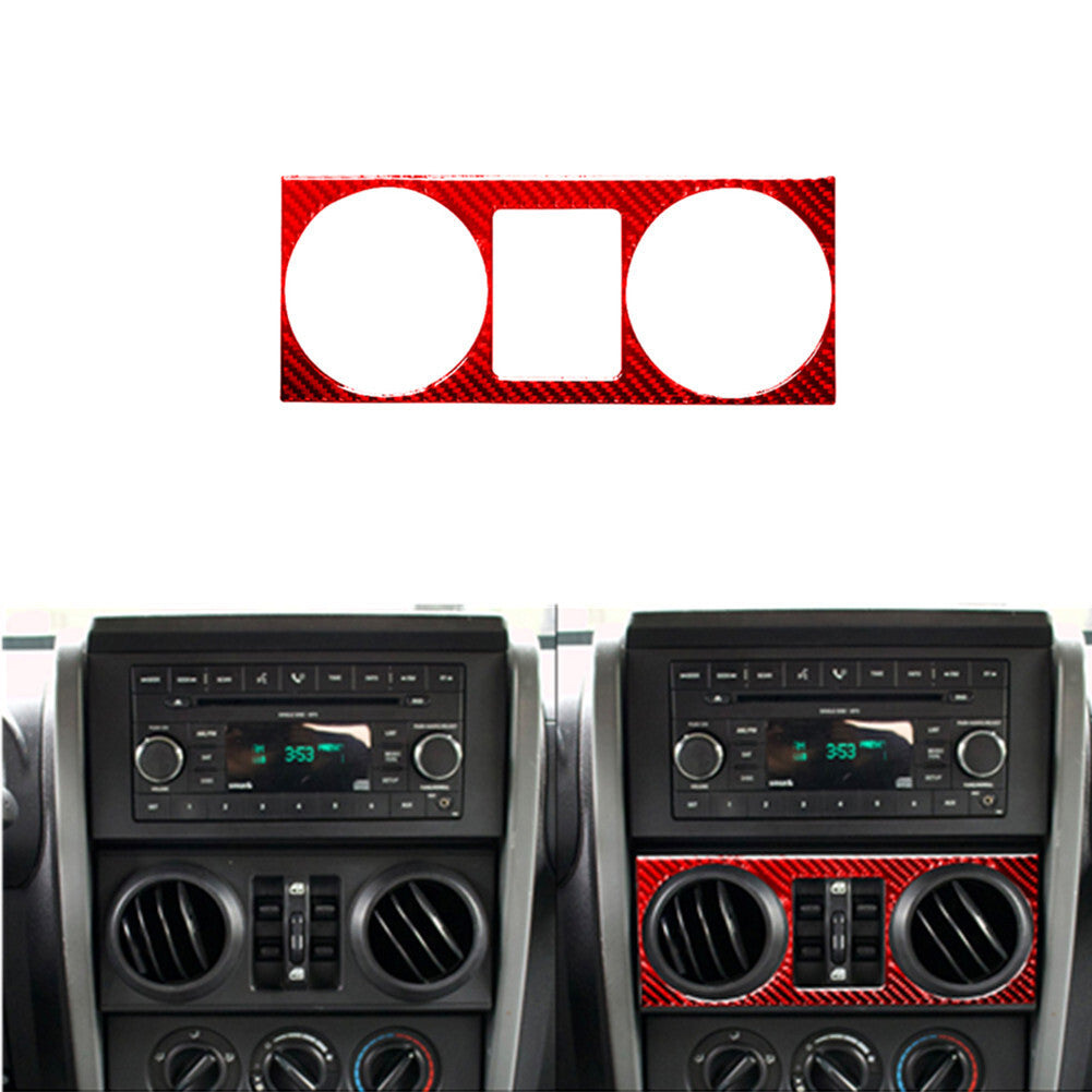 Red Carbon Fiber Central Air Outlet Trim for Jeep for Wrangler 2007-10 Type A