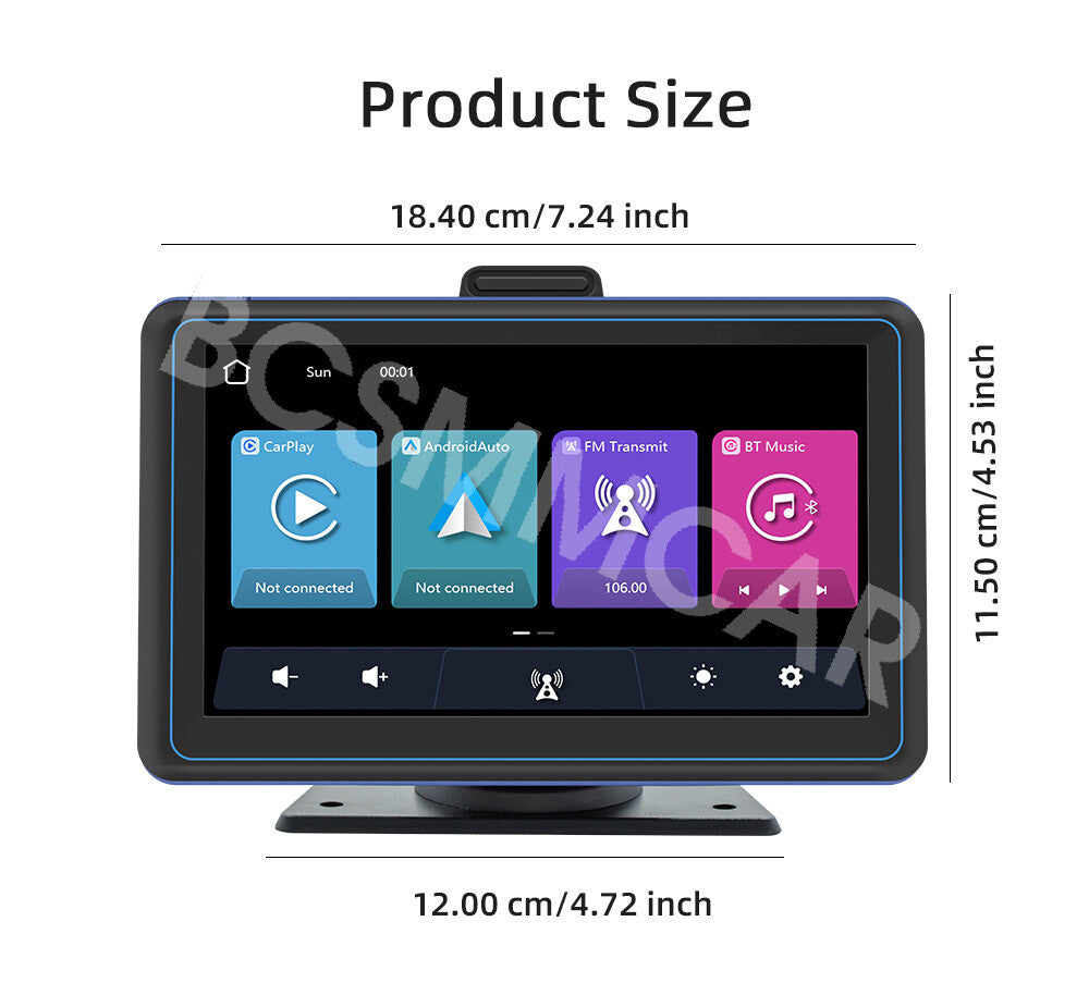 7in Touch Screen Car Stereo Radio Portable For Apple CarPlay Android Auto AUX