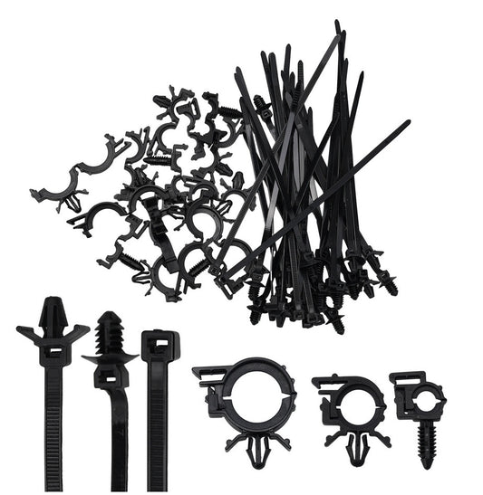 Push Mount Cable Zip Tie Assorted Automotive Wiring Clip Self Locking Fastening