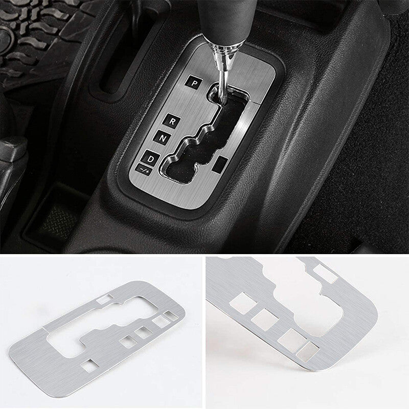 Silver Gear Shift Panel Decor Cover Trim Frame for 11-17 for Jeep for Wrangler JK JKU