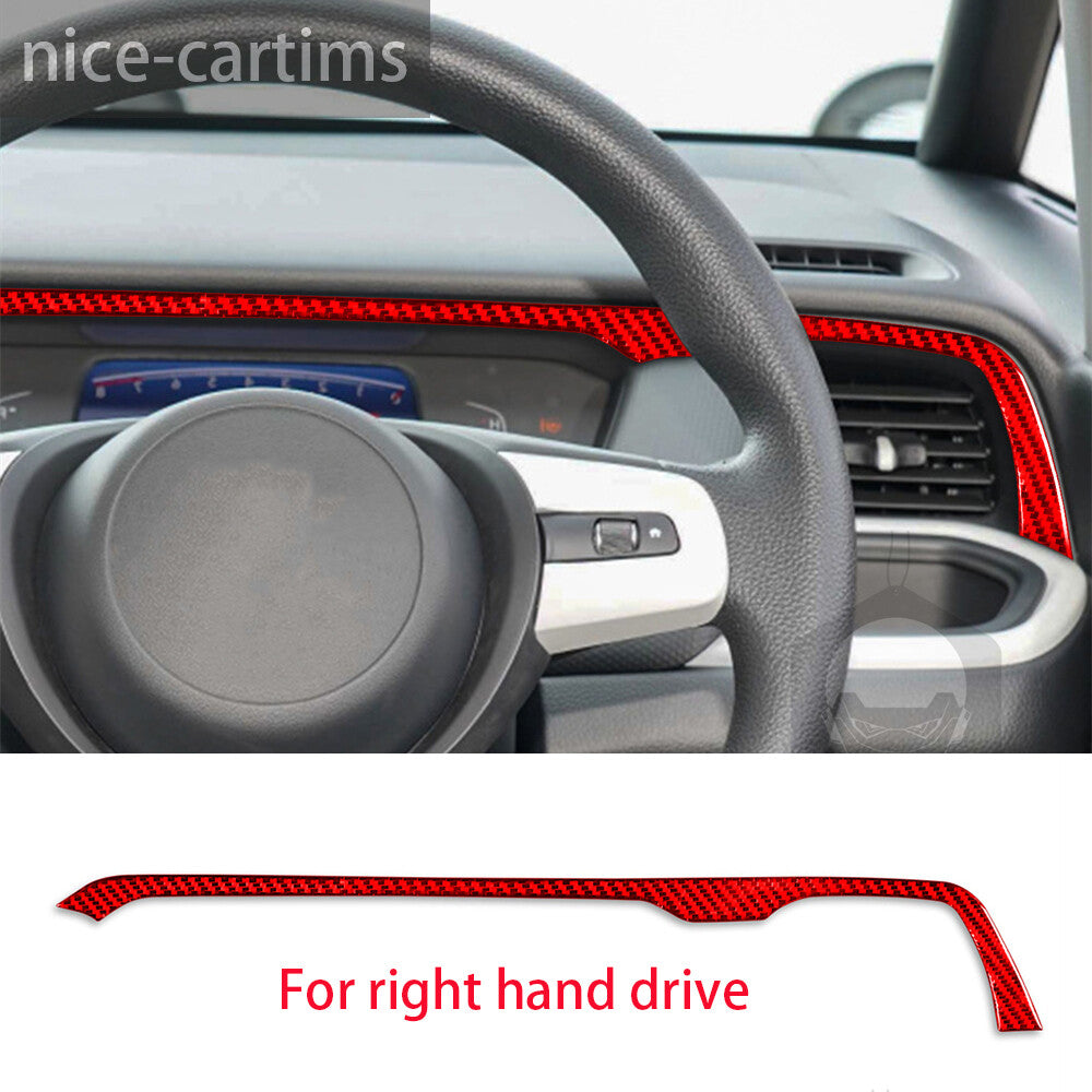 for Honda Fit 2020-2022 Red Carbon Fiber Center Console Dashboard Panel Trim RHD