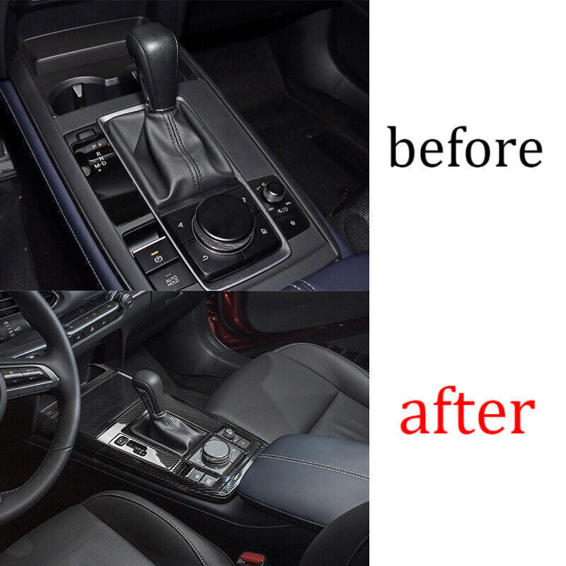 1P for Mazda CX-30 2020-2024 Carbon Fiber Central Console Gear Shift Panel Trim