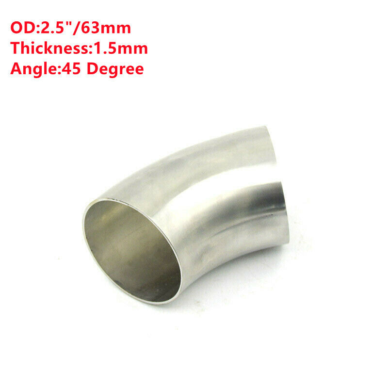 2.5''inch Stainless Steel 45¡«Degree 63mm Welded Exhaust Bend Tube Car Elbow Pipe