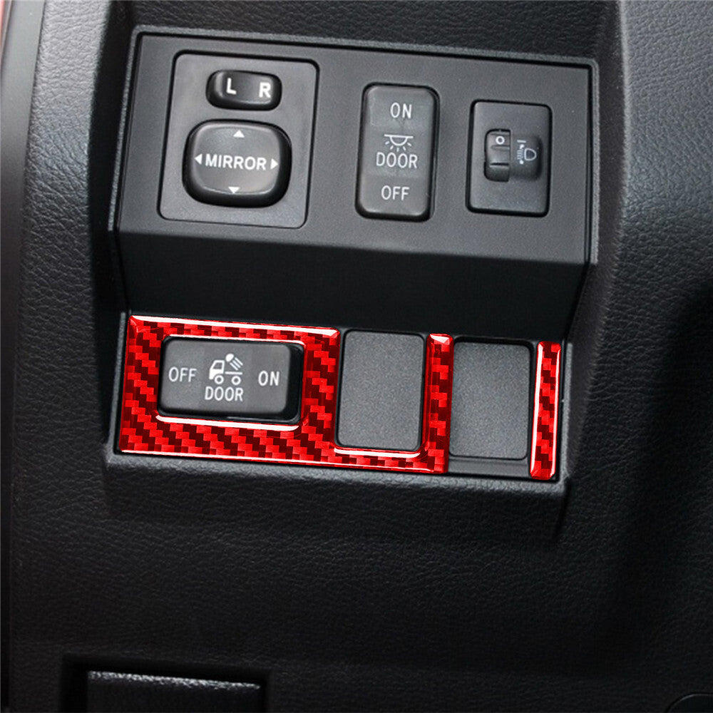 Red Carbon Fiber Interior Headlight Switch Button Trim for T@yota Tundr@ 2014-21