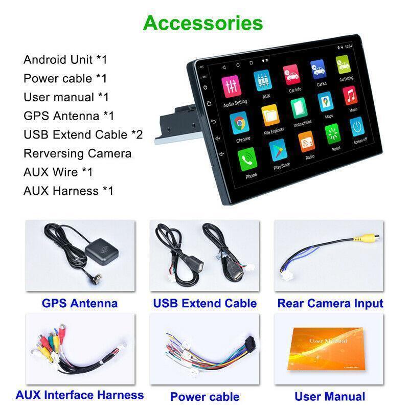 Auto 1 Din 10Android 11 Stereo GPS Navigation MP5 Player WiFi Radio Bluetooth