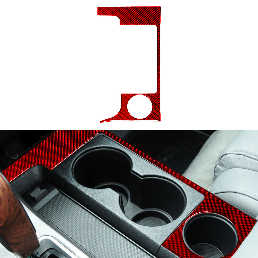 Red Cup Slot Frame Panel Trim Cover Carbon Fibre for Toyota Tundra 2007-2013