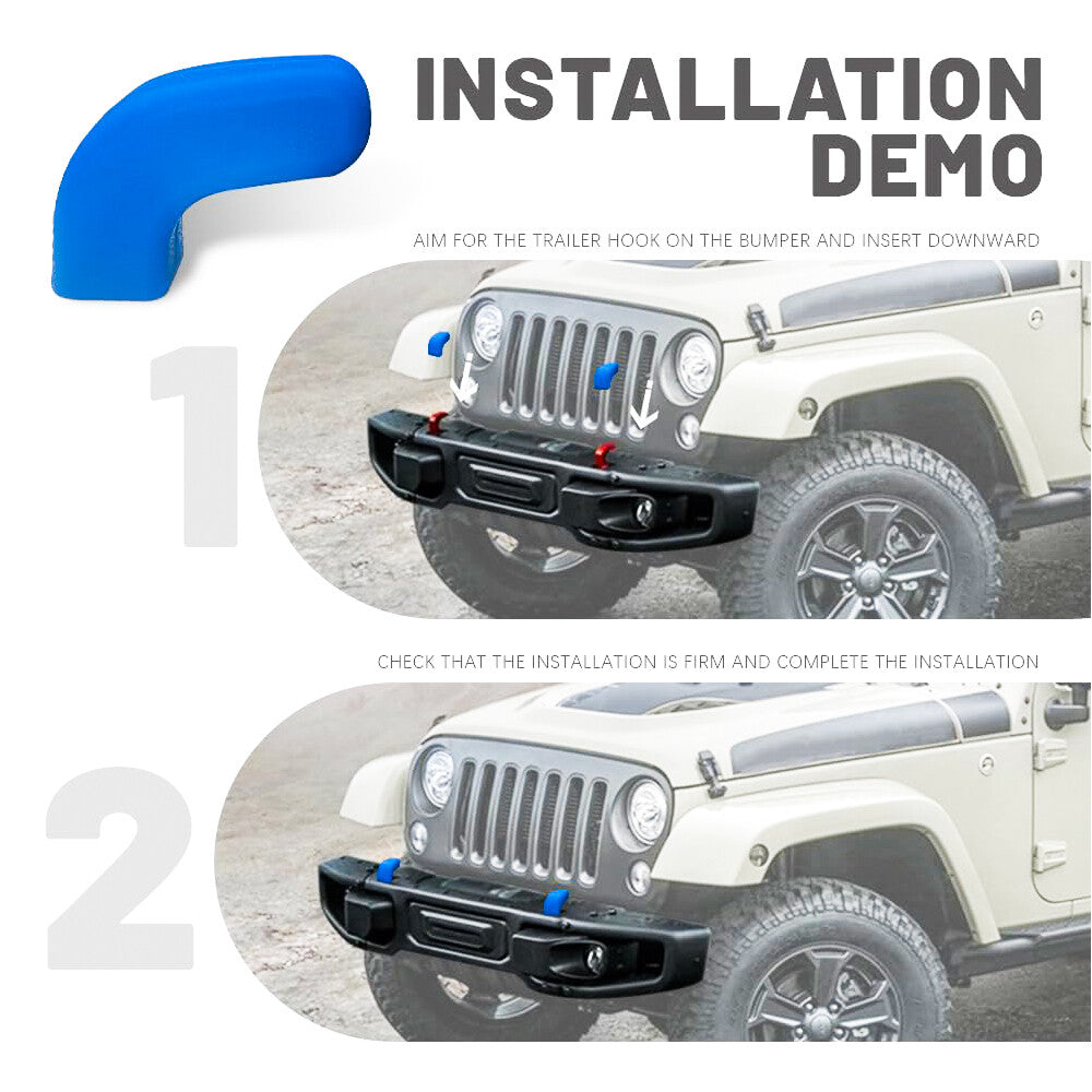 Front Factory Bumper Tow Hook Cover Trim for Jeep for Wrangler JK JL JT 2007-23 Blue