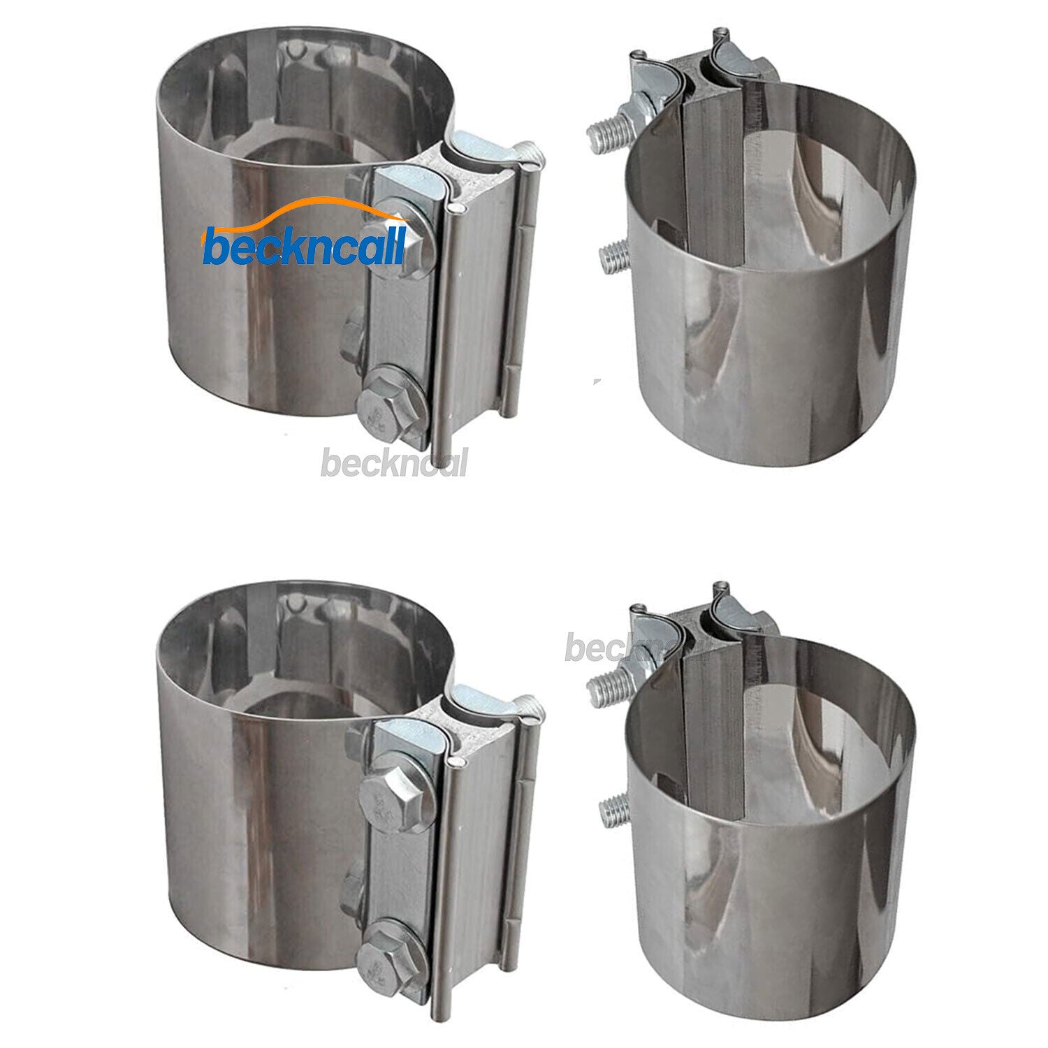 4x 3 OD Pipe Butt Joint Band Clamp Exhaust Sleeve Stainless Steel For Universal