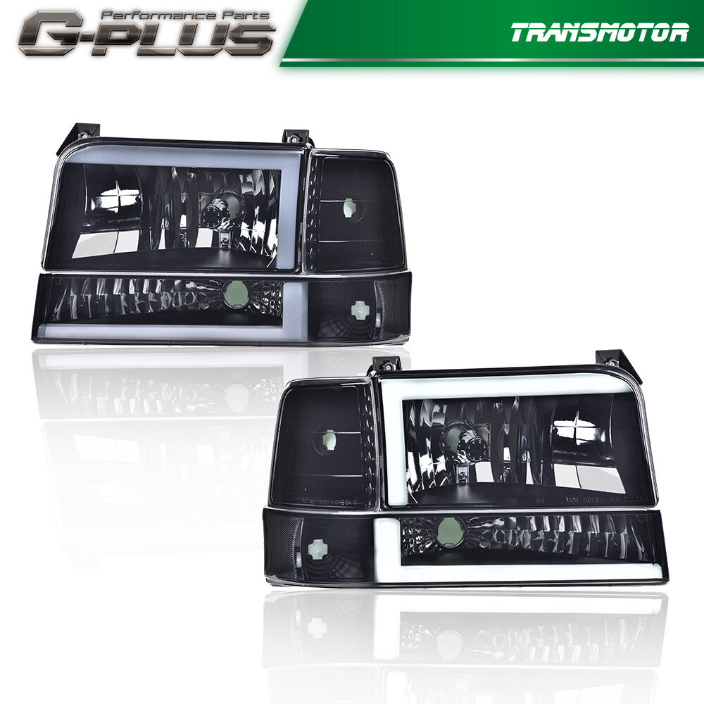 6-piece dual LED DRL headlight corner/bumper kit suitable for 1992-1996 for Ford F150 F250 F350