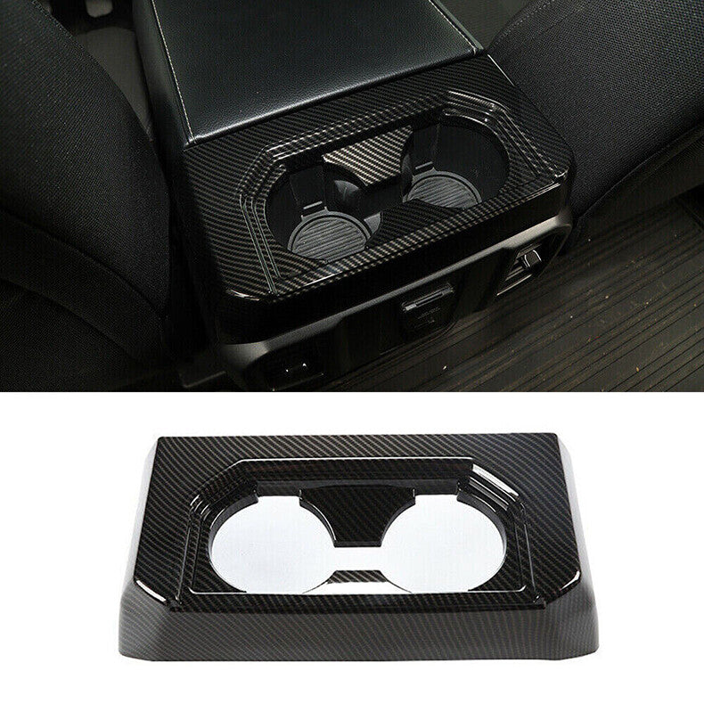 for Ford F150 F-150 2015-20 Carbon Fiber Armrest Box Rear Cup Holder Trim Cover