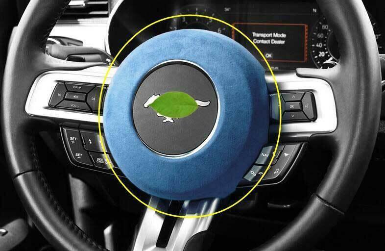 for Ford for Mustang 2015-2022 Dark Blue Suede Steering Wheel Cover Panel Trim 1PCS