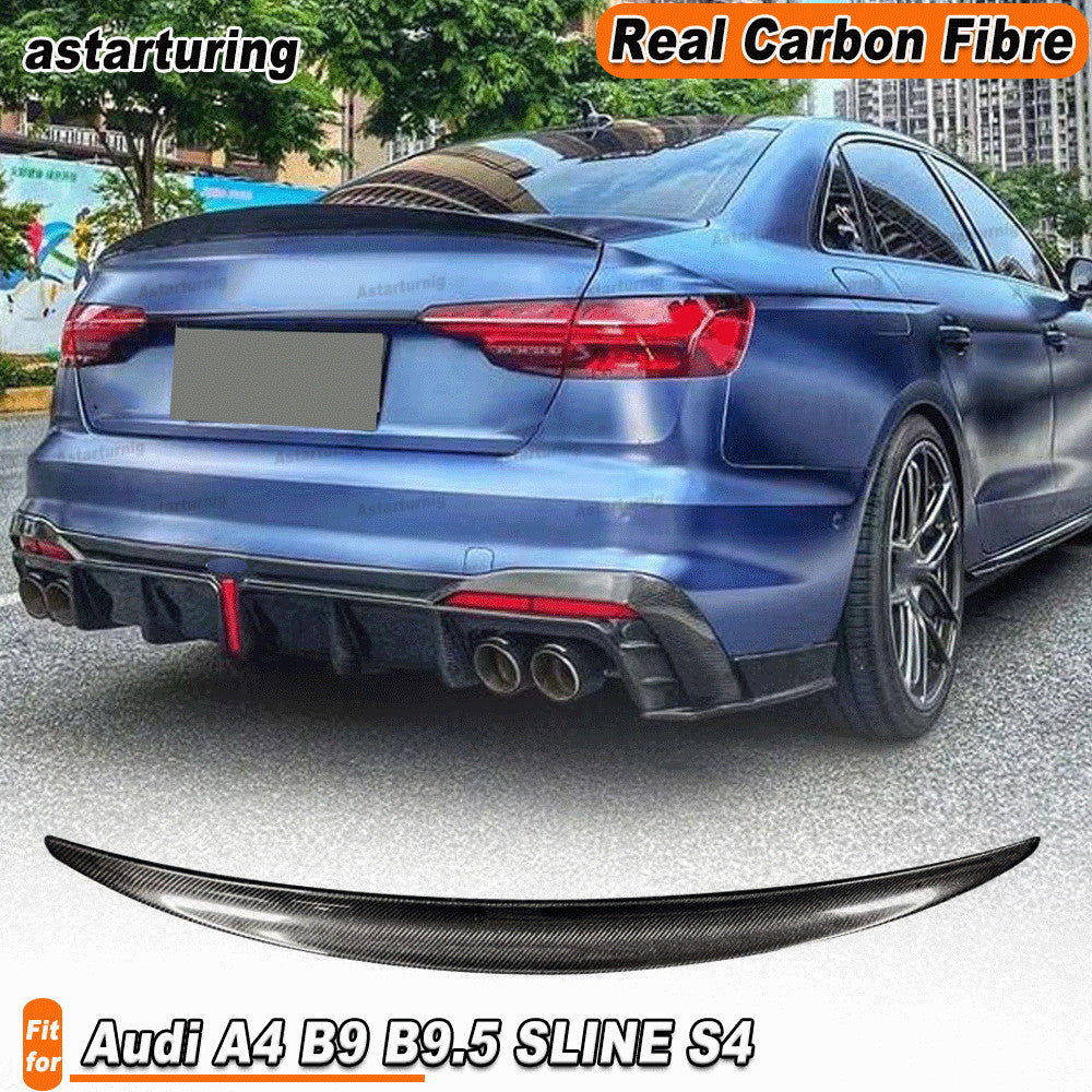 Fit for Audi A4 B9 B9.5 SLINE S4 2022-2024 REAL CARBON Rear Trunk Spoiler Wing