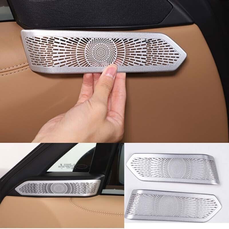 2X Silver Steel A Pillar Speaker Sound Cover Trim for Range Rover L460 2023-2025