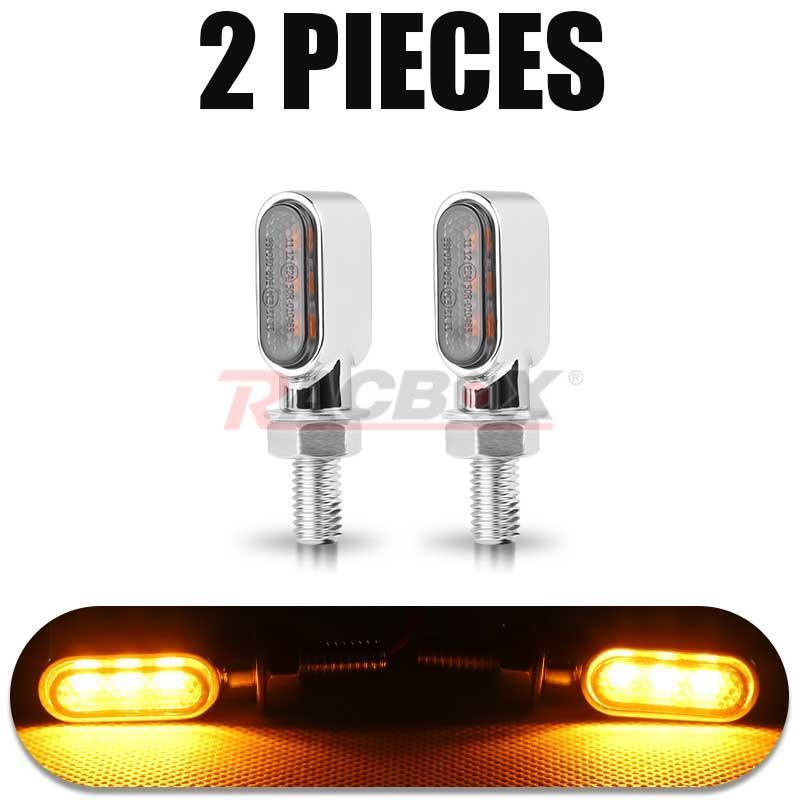 2X Chrome Motorcycle LED Turn Signals Blinker Amber Light Indicator for Mini Lamp