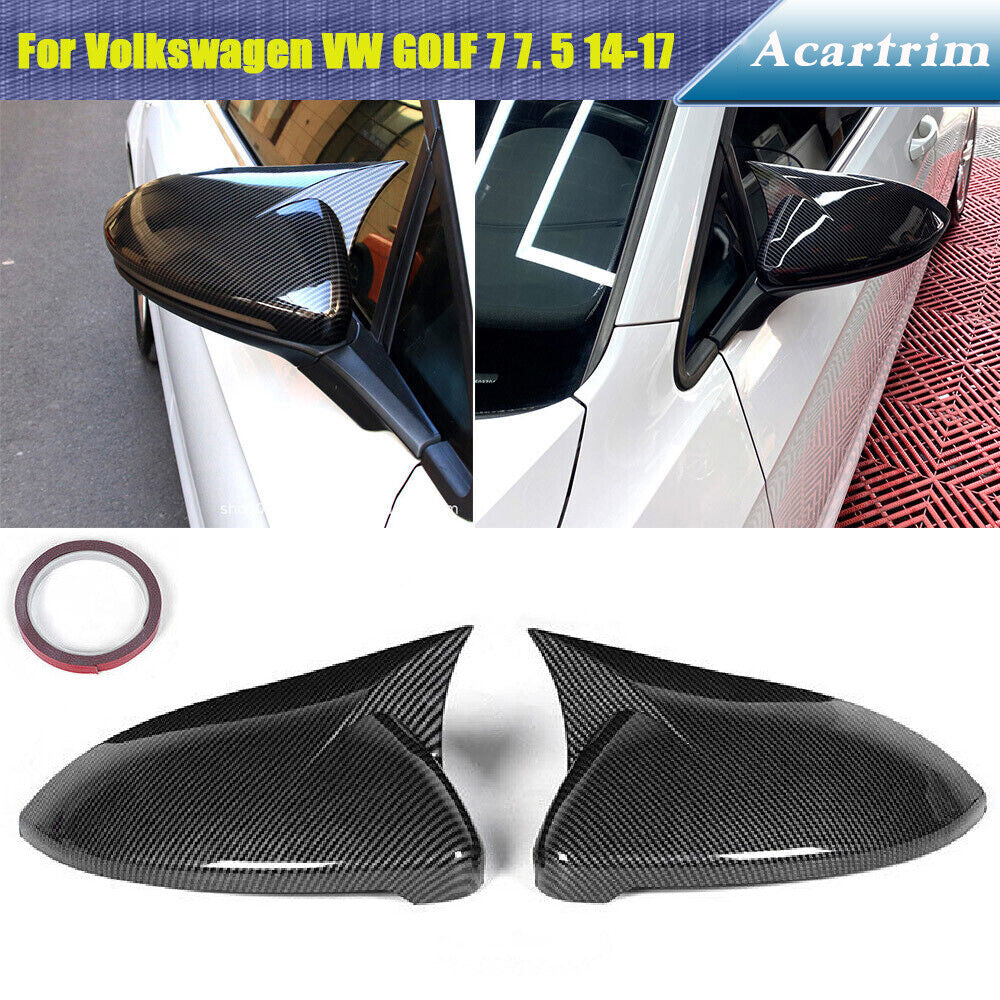 Pair Carbon Fiber SIDE MIRROR COVER CAP Left Right Case for VW for Golf 7 MK7 7.5