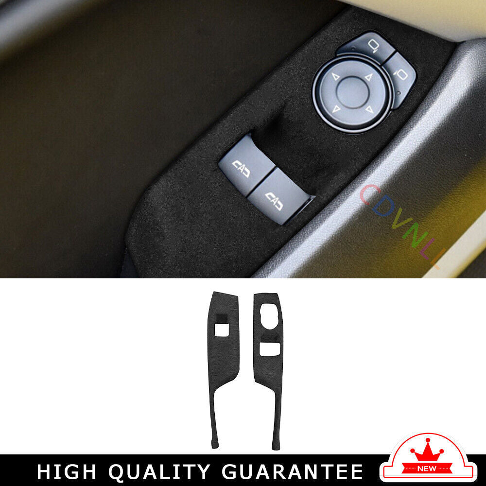 Car Glass Window Lifting Lock Panel Trim for Chevrolet Camaro 2016-20 Gray Suede