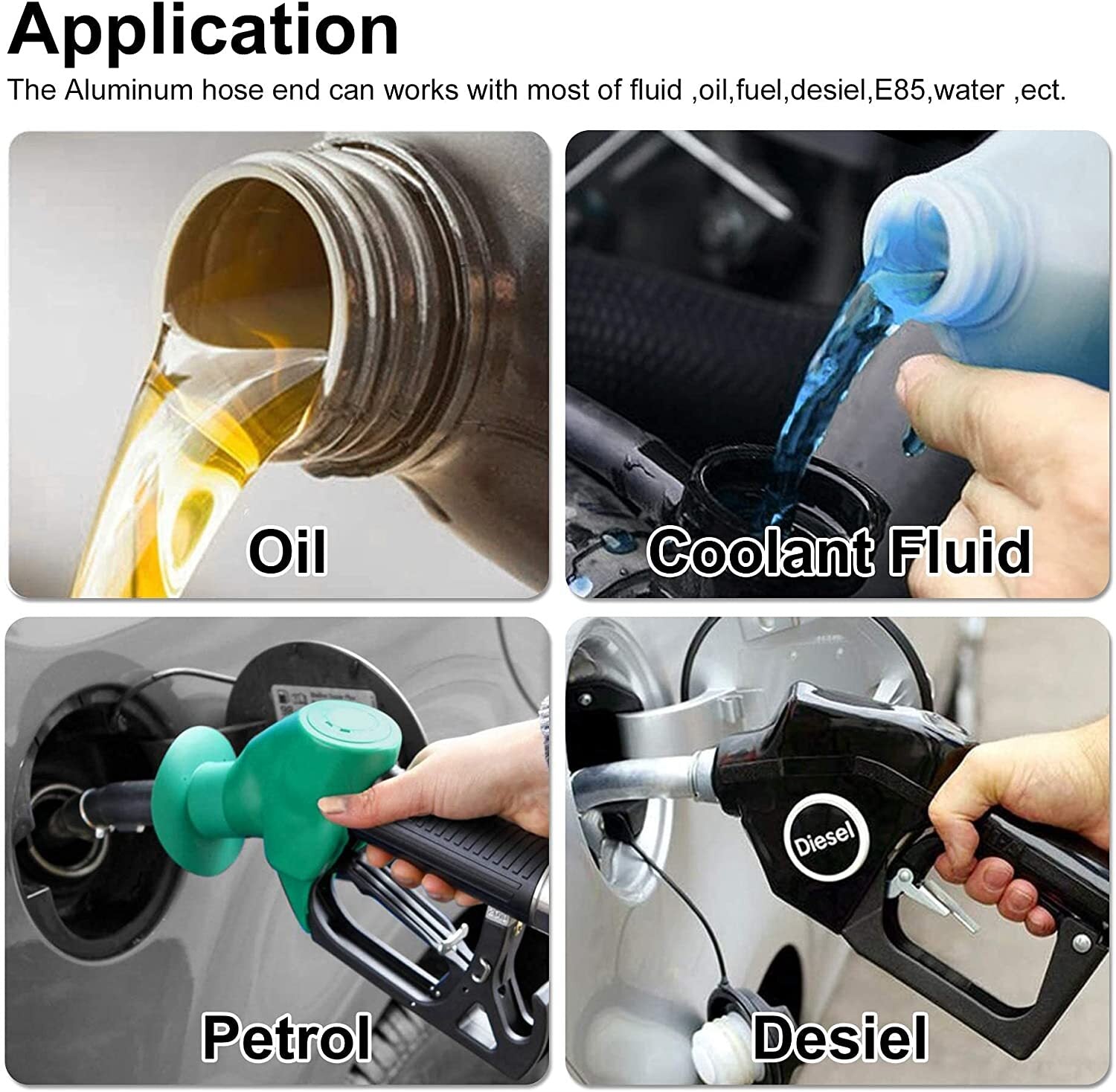 2-pack AN4/AN6/AN8/AN10 swivel hose end adapters for oil/fuel/gas hoses