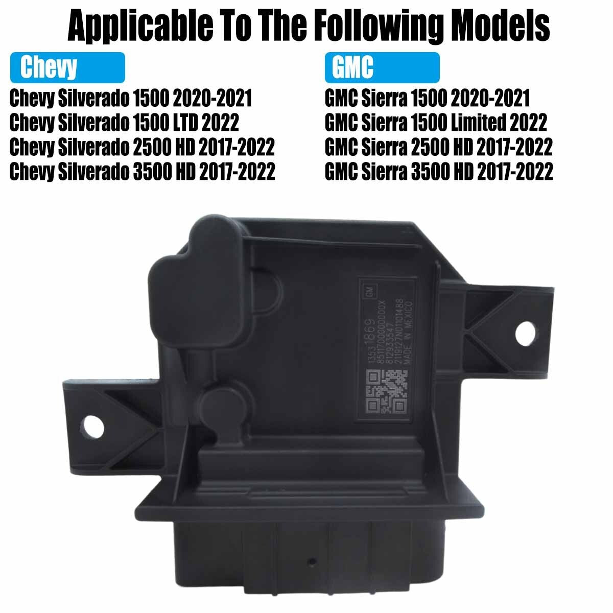Fuel pump control module 13531869 compatible with Silverado for Sierra 2017-2022.