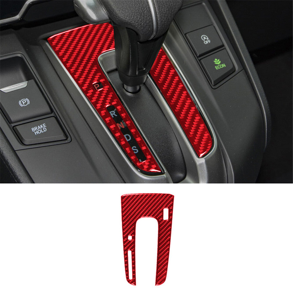 Red Carbon Fiber Interior Gear Shifter Panel Cover Trim for Honda CR-V 2017-2021