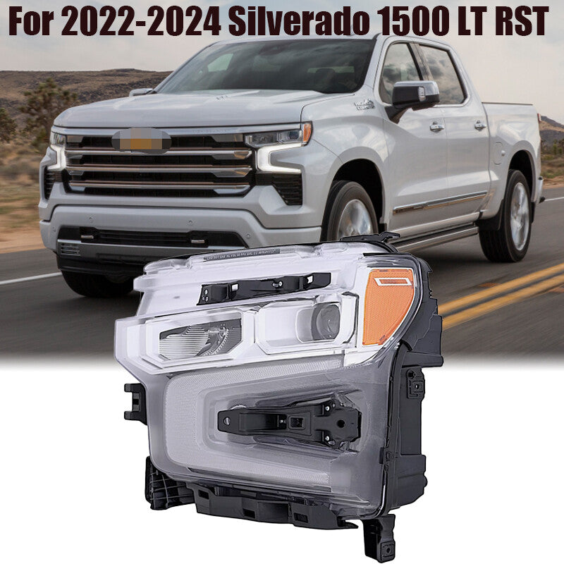 FULL LED Chrome Driver Headlight LH For 2022-2024 for Chevy Silverado 1500 LT RST