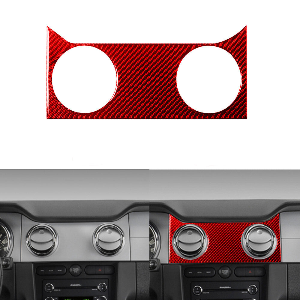 Red Carbon Fiber Console Air Vent Outlet Cover Trim for Ford for Mustang 2005-2009