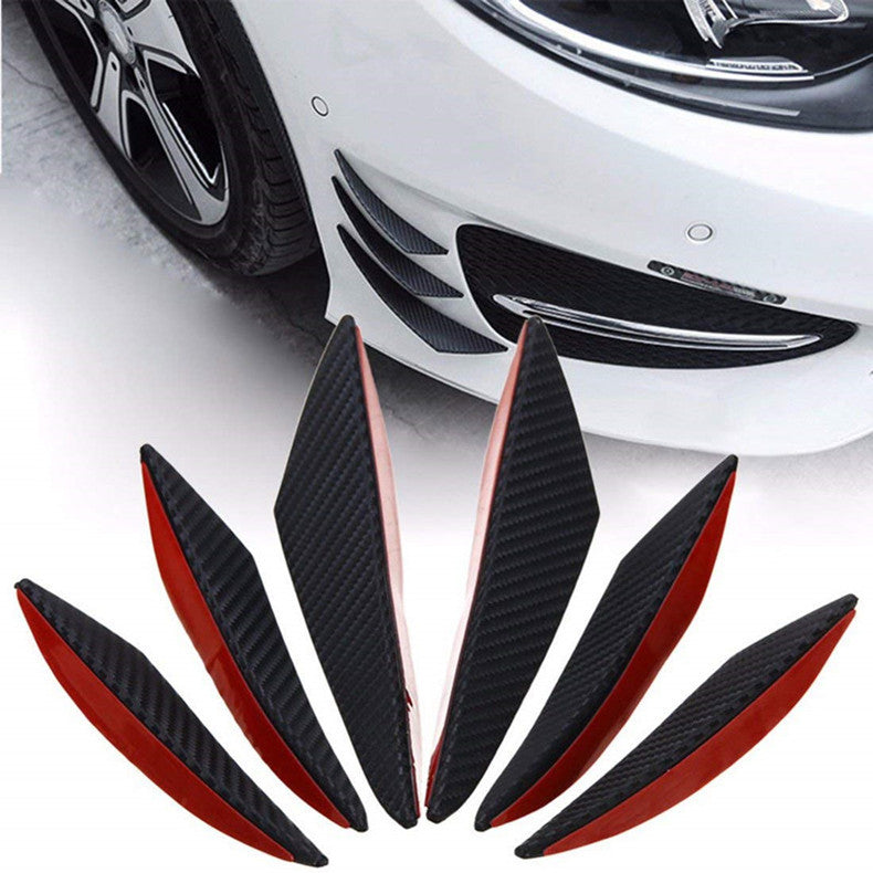Car Front Bumper Lip Splitter Fins Carbon Fiber Pattern Body Spoiler Canard Chin