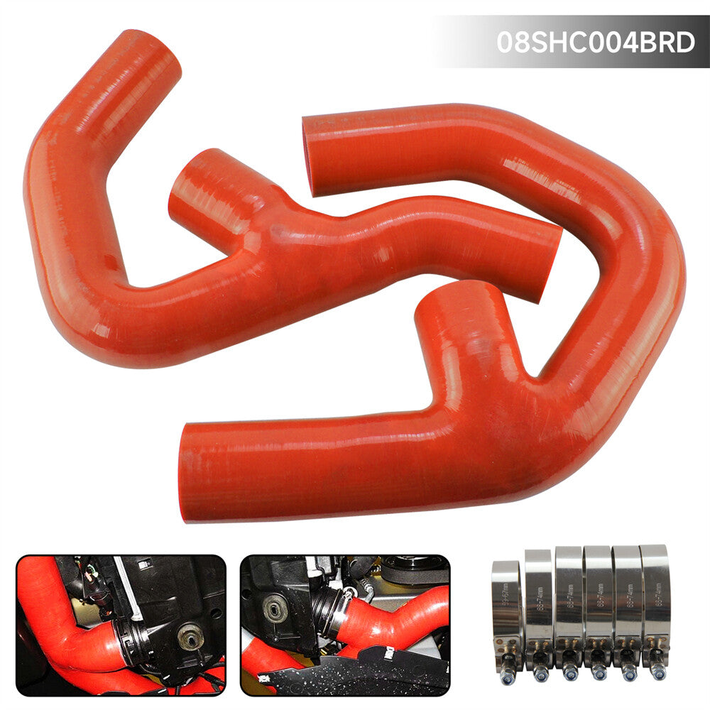 Silicone Turbo Intercooler Pipe Hose for VW for Golf MK5 MK6 GTI A3 2.0T Red+ Clamps