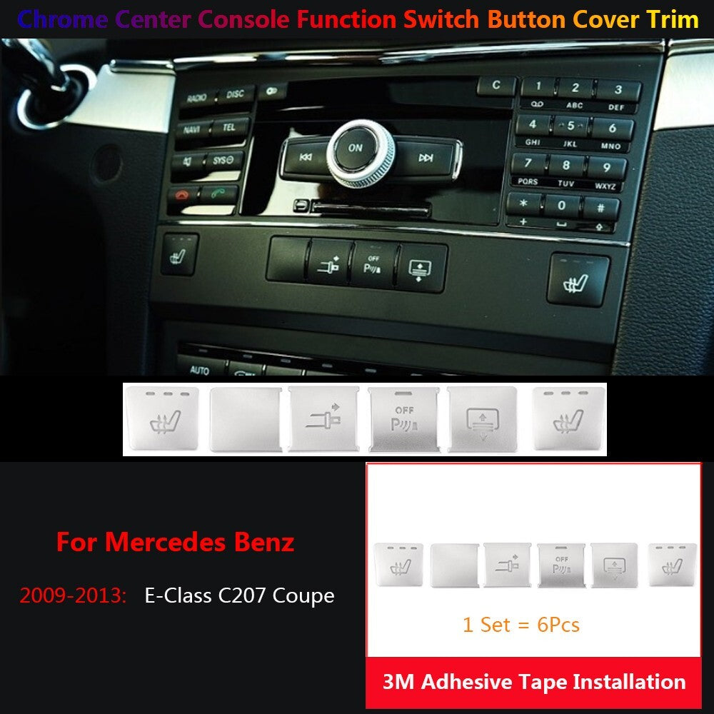6Pcs for Mercedes-Benz E C207 Car Center Console for Seat Function Switch Cover Trim